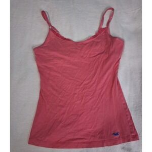 Holister Y2K Pink Built In Bra Adjustable Strap Camisole Unique Lace Trim Bust L